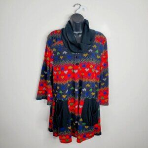 Papa Vancouver Artsy Aztec Boho Lagenlook Cowl Tunic Sweater XXL
